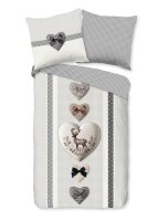 Good Morning Bettw&auml;sche 155x220 + 1 x 80x80 cm Renforc&eacute; Bernet romantische winterliche Herzen grau