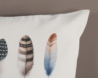 Good Morning Bettwäsche 155x220 + 1 x 80x80 cm Flanell Niba Federn im Boho-Stil blau