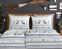 Good Morning Bettwäsche 155x220 + 1 x 80x80 cm Flanell Aila Winterliches Muster blau