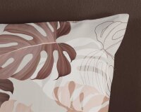 Good Morning Bettw&auml;sche 200x200 + 2 x 80x80 cm Renforc&eacute; Cianna gro&szlig;e Bl&auml;tter der Monstera-Pflanze natur
