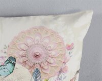HIP Bettw&auml;sche 200x200 + 2 x 80x80 cm Mako Satin Maysa Mandalas, Blumen und Schmetterlinge natur