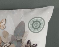 HIP Bettwäsche 135x200 + 1 x 80x80 cm Mako Satin Alrune Mandalas mit Federn und Schmetterlingen grau