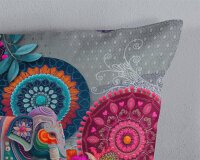 HIP Bettwäsche 155x220 + 1 x 80x80 cm Mako Satin Abhay bunte Mandalas und ein Elefant lila