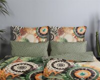 HIP Bettwäsche 135x200 + 1 x 80x80 cm Mako Satin Janay Mandalas, Blätter und ein Zebra grün