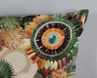 HIP Bettwäsche 135x200 + 1 x 80x80 cm Mako Satin Janay Mandalas, Blätter und ein Zebra grün