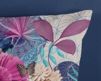 HIP Bettw&auml;sche 135x200 + 1 x 80x80 cm Mako Satin Nishell Mandalas, Bl&auml;tter und Schmetterlinge blau