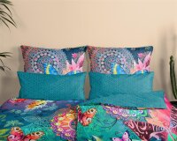 HIP Bettw&auml;sche 200x200 + 2 x 80x80 cm Mako Satin Parada bunte Mandalas und Schmetterlinge bunt
