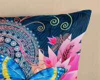 HIP Bettw&auml;sche 200x200 + 2 x 80x80 cm Mako Satin Parada bunte Mandalas und Schmetterlinge bunt