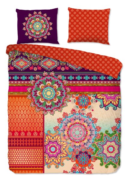 HIP Bettw&auml;sche 155x220 + 1 x 80x80 cm Mako Satin Sherhia bunte Mandalas bunt