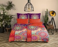HIP Bettw&auml;sche 155x220 + 1 x 80x80 cm Mako Satin Sherhia bunte Mandalas bunt