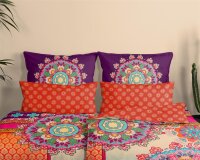 HIP Bettw&auml;sche 155x220 + 1 x 80x80 cm Mako Satin Sherhia bunte Mandalas bunt