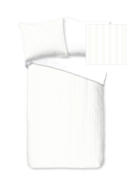 Descanso Bettwäsche 120x150 + 1 x 60x70 cm Mako Satin Hotel Sevilla ruhiger Satin-Streifen weiß