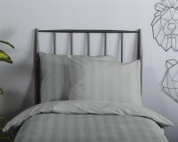 Descanso Bettw&auml;sche 120x150 + 1 x 60x70 cm Mako Satin Hotel Sevilla ruhiger Satin-Streifen grau