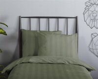 Descanso Bettwäsche 100x135 + 1 x  40x60 cm Mako Satin Hotel Sevilla ruhiger Satin-Streifen grün