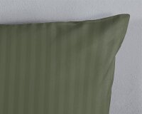 Descanso Bettwäsche 100x135 + 1 x  40x60 cm Mako Satin Hotel Sevilla ruhiger Satin-Streifen grün