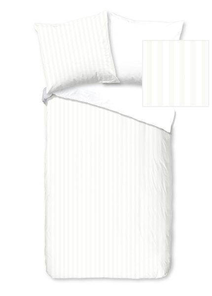 Descanso Bettw&auml;sche 155x220 + 1 x 80x80 cm Mako Satin Hotel Sevilla ruhiger Satin-Streifen wei&szlig;