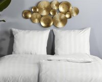 Descanso Bettw&auml;sche 155x220 + 1 x 80x80 cm Mako Satin Hotel Sevilla ruhiger Satin-Streifen wei&szlig;