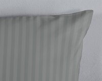 Descanso Bettwäsche 200x200 + 2 x 80x80 cm Mako Satin Hotel Sevilla ruhiger Satin-Streifen grau