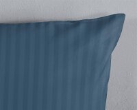 Descanso Bettwäsche 135x200 + 1 x 80x80 cm Mako Satin Hotel Sevilla ruhiger Satin-Streifen blau