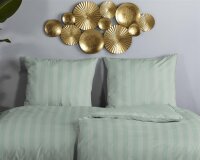 Descanso Bettwäsche 200x200 + 2 x 80x80 cm Mako Satin Hotel Sevilla ruhiger Satin-Streifen grün