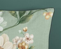 Descanso Bettwäsche 155x220 + 1 x 80x80 cm Mako Satin Sizena Blumen grün