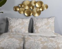 Descanso Bettwäsche 155x220 + 1 x 80x80 cm Mako Satin Ancona Blumen natur