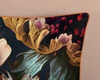 Descanso Bettwäsche 155x220 + 1 x 80x80 cm Mako Satin Straizo Blumen grau