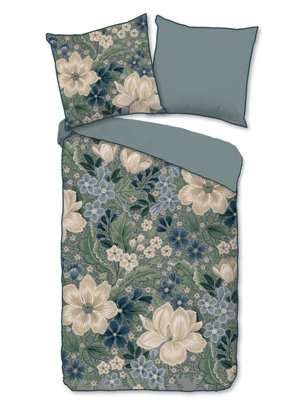 Descanso Bettwäsche 200x200 + 2 x 80x80 cm Mako Satin Alessia Blumen bunt