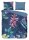Descanso Bettwäsche 155x220 + 1 x 80x80 cm Mako Satin Mae Blumen und Blätter blau