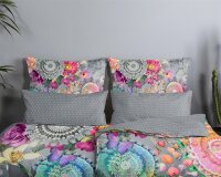 HIP Kissenbezug 40x80 cm Mako Satin Olinga Mandalas und Blumen grau