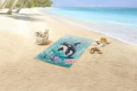 Good Morning Strandtuch 75x150 cm Frottee Splash Meer/Orka gr&uuml;n