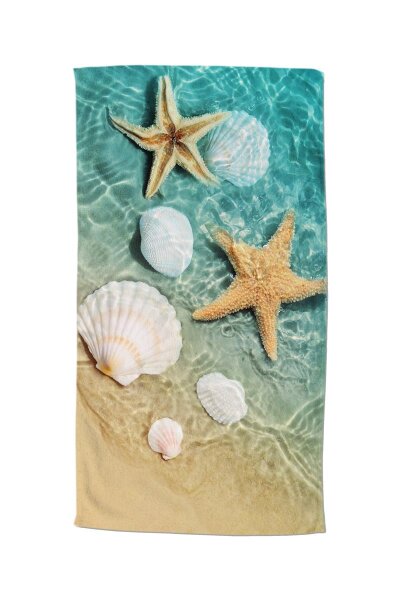 Good Morning Strandtuch 100x180 cm Frottee Beachvibe Muscheln im Meer bunt