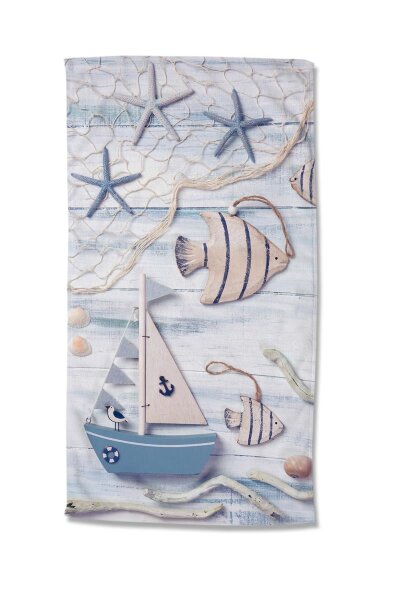 Good Morning Strandtuch 100x180 cm Frottee Maritim maritim blau