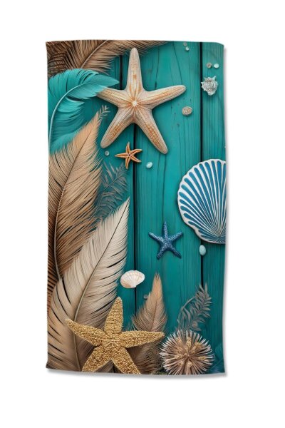 Good Morning Strandtuch 100x180 cm Frottee Bali Seestern und Muscheln blau