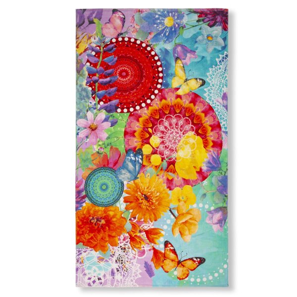 HIP Strandtuch 100x180 cm Frottee Vitori Mandalas und Blumen bunt
