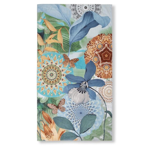 HIP Strandtuch 100x180 cm Frottee Zephir Mandalas und Bl&auml;tter bunt