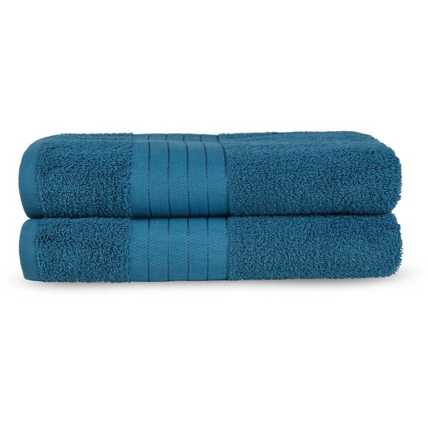 Good Morning Uni handtuch 2 x 70x140 cm Frottee Uni Einfarbig blau