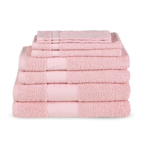 Good Morning Uni handtuch 2 x 16x22 + 2 x 30x55 + 2 x 50x100 + 2 x 70x140 cm Frottee Uni Einfarbig rosa