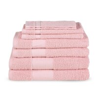 Good Morning Uni handtuch 2 x 16x22 + 2 x 30x55 + 2 x 50x100 + 2 x 70x140 cm Frottee Uni Einfarbig rosa