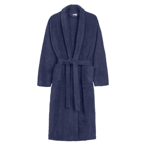 HIP Bademantel M/L Frottee Uni einfarbig blau