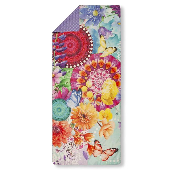 HIP Sporthandtuch 75x180 cm Polyvelvet Vitori Mandalas und Blumen bunt