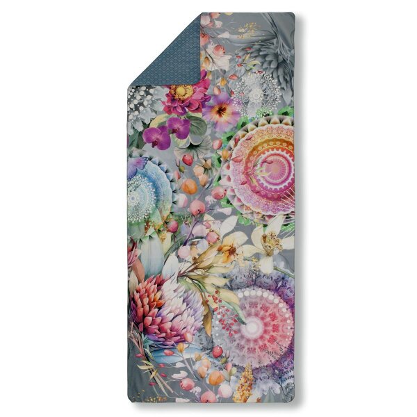HIP Sporthandtuch 75x180 cm Polyvelvet Olinga Mandalas und Blumen grau
