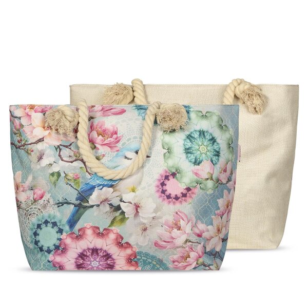 HIP Tasche 43x60 cm Gewebtes Polyester Eldisa Mandalas, Blumen & Vogel grün