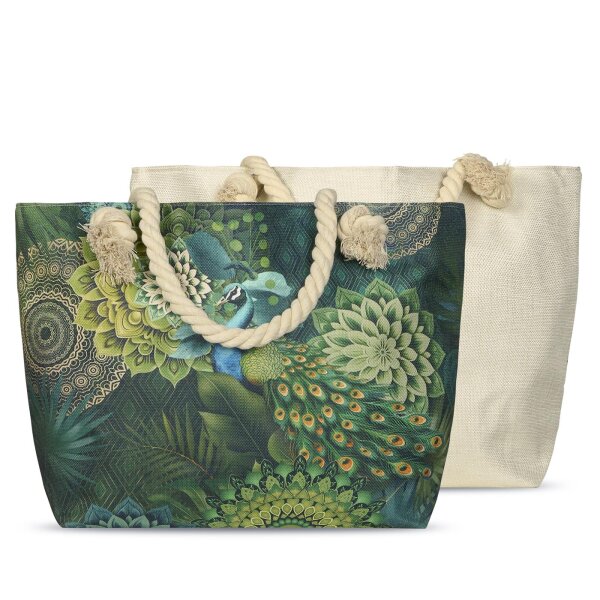 HIP Tasche 43x60 cm Gewebtes Polyester Agatha Mandalas & Pfau grün
