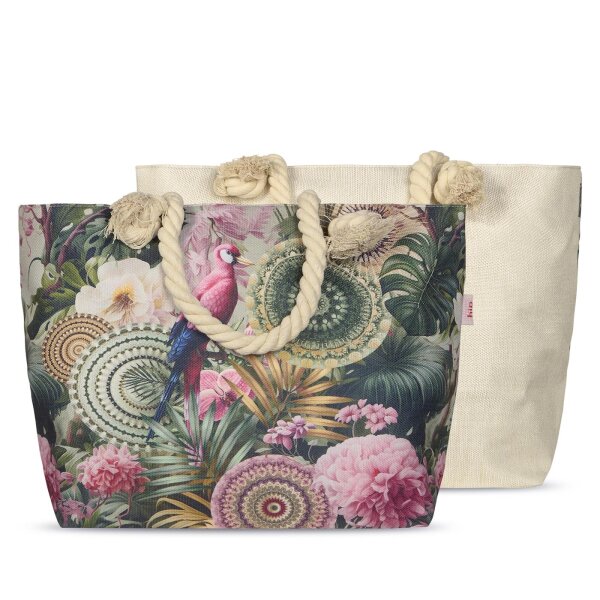 HIP Tasche 43x60 cm Gewebtes Polyester Palay Mandalas und Blumen ist tropisch grün