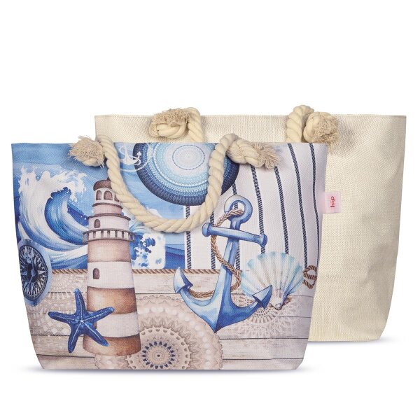 HIP Tasche 43x60 cm Gewebtes Polyester Aldiana Mandalas und maritim / Strand-Thema blau