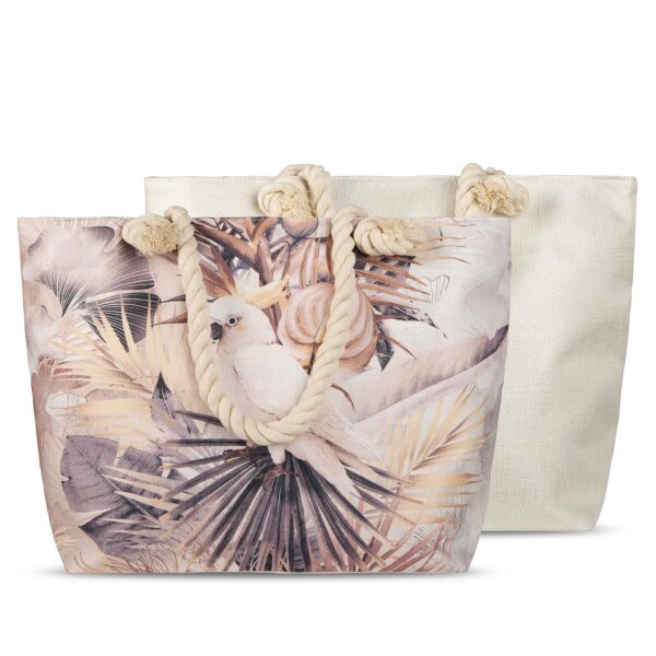 Descanso Tasche 43x60 cm Gewebtes Polyester Pippa Blätter und ein Papagei natur