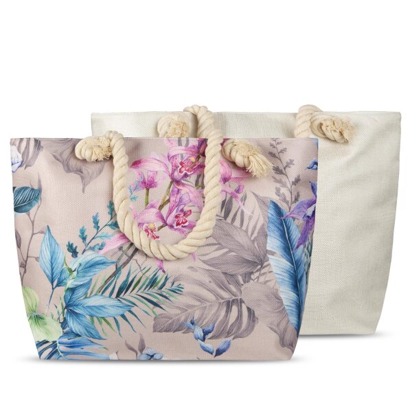 Descanso Tasche 43x60 cm Gewebtes Polyester Mae Blumen natur