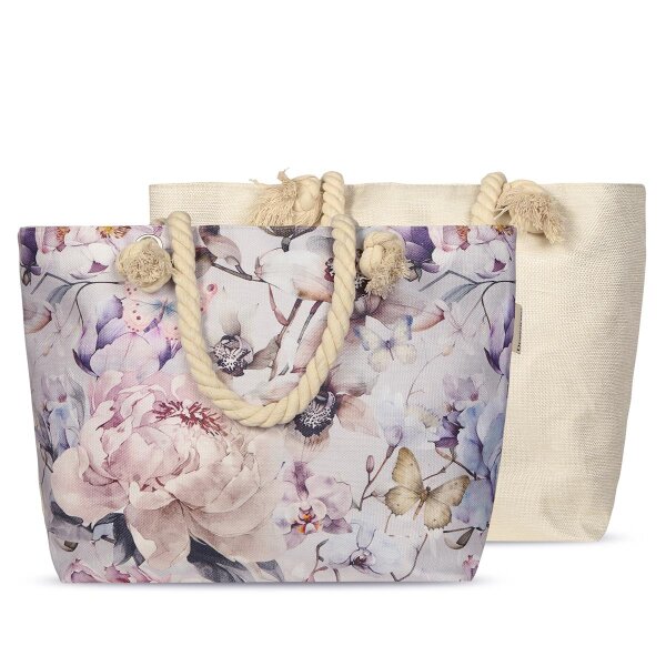 Descanso Tasche 43x60 cm Gewebtes Polyester Colinda Blumen grau