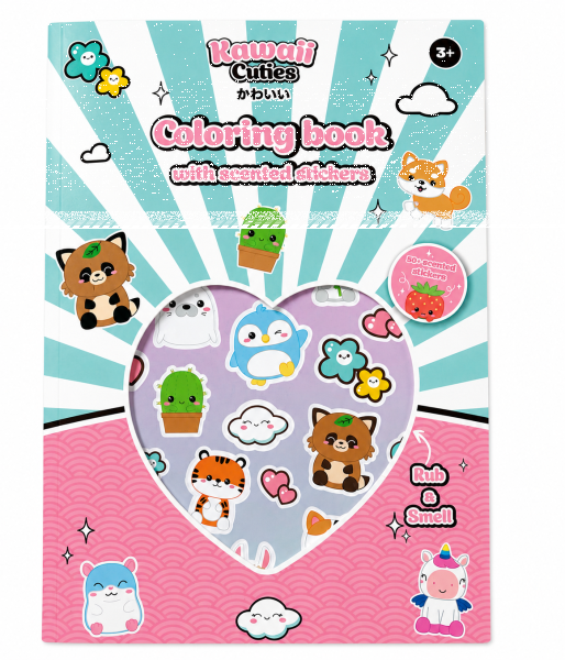 Kawaii Cuties Malbuch + Sticker mit Duft DIN A4 Kinder Geschenke f&uuml;r M&auml;dchen und Jungen
